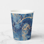Paper Cups (236 ml) - Blue & Gold Pattern Papieren Bekers (Rechts)