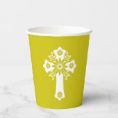 Paper Cups Floral Cross Yellow Papieren Bekers (Achterkant)