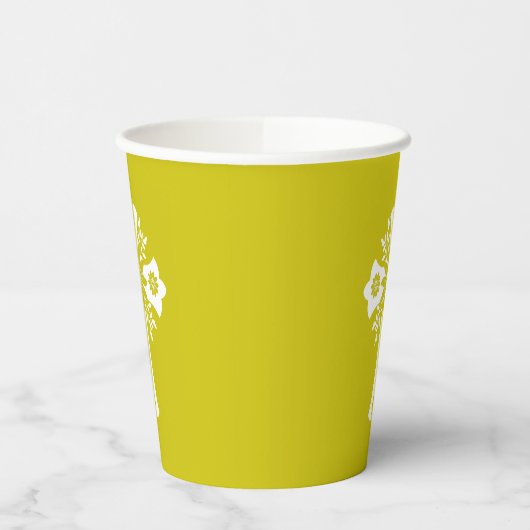 Paper Cups Floral Cross Yellow Papieren Bekers (Links)