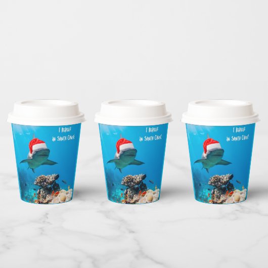 Paper cups, Shark Christmas Papieren Bekers (Multi)