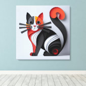 Paper Cut Cat Art: ingewikkelde feline wanddecorat Canvas Afdruk (Insitu (Houten vloer))