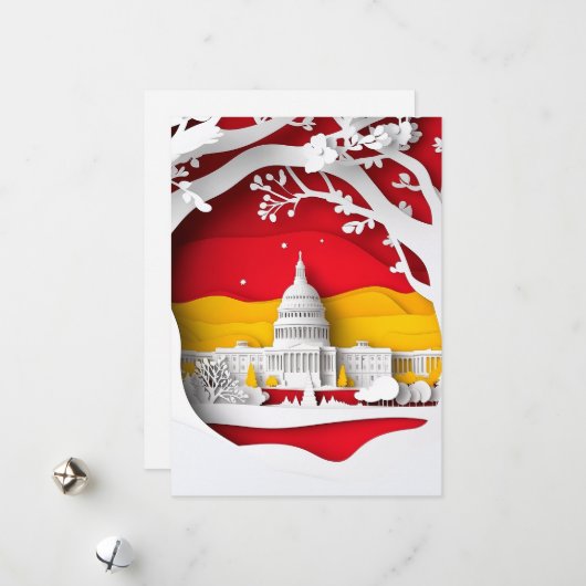 Paper Cut ontwerp Washington DC kaart (Voorkant / Achterkant in situ)