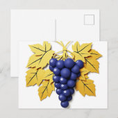 Paper Cut Style Cluster van Druiven met Elegant Briefkaart (Voorkant / Achterkant)