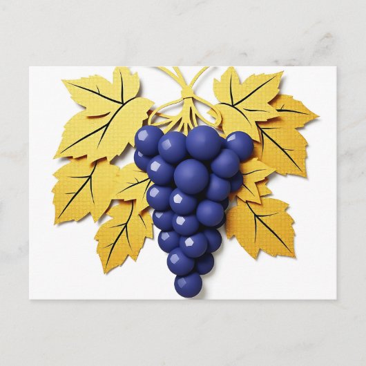 Paper Cut Style Cluster van Druiven met Elegant Briefkaart (Voorkant)