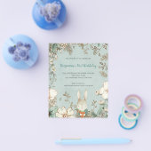 PAPER Cute Bunny Foliage 1st Birthday Boy Invite Flyer (Enkel)