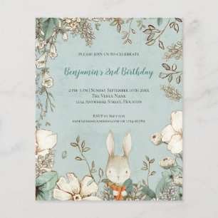 PAPER Cute Bunny Foliage 2e verjaardag Boy Invite Flyer