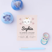 PAPER Cute Cats Pink Budget Birthday Party nodigt  Flyer (Enkel)