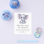 PAPER Cute Elephant Baby shower Dank u Flyer (Enkel)