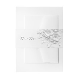 Paper Cute White 3D Roses Wedding Uitnodigingen Wikkel