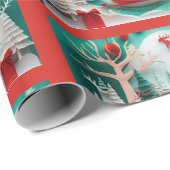 Paper Cutout Santa Origami Christmas Holiday Scene Cadeaupapier (Rol Hoek)