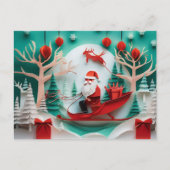 Paper Cutout Santa Origami Christmas Holiday Scene Feestdagenkaart (Voorkant)