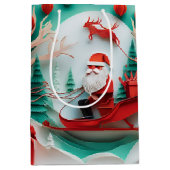 Paper Cutout Santa Origami Christmas Holiday Scene Medium Cadeauzakje (Voorkant)