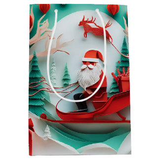 Paper Cutout Santa Origami Christmas Holiday Scene Medium Cadeauzakje