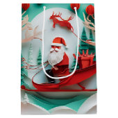 Paper Cutout Santa Origami Christmas Holiday Scene Medium Cadeauzakje (Achterkant)