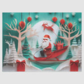 Paper Cutout Santa Origami Christmas Holiday Scene Tissuepapier (Voorkant)
