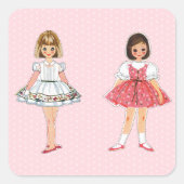 Paper Doll Party Square Sticker (Voorkant)