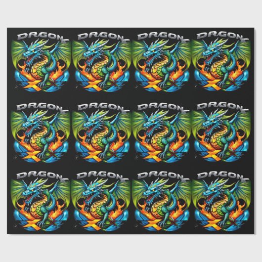 Paper Dragon fly gift wrap Cadeaupapier (Vlak)