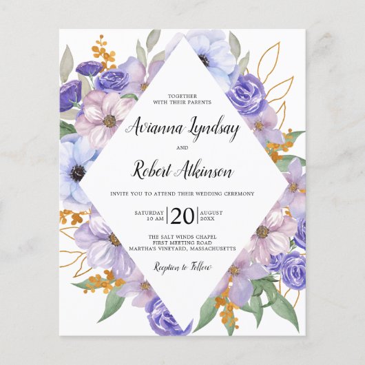 PAPER Dusty Paarse Floral Wedding Flyer (Voorkant)