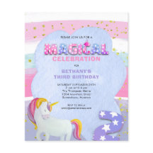 PAPER | Eenhoorn Magische 3e Verjaardagsuitnodigin