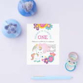 PAPER | Eenhoorn Virtuele 1e Verjaardagsuitnodigin Flyer (Enkel)