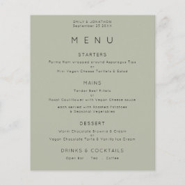 PAPER | Eenvoudig Bleek Saliegroen Trouwmenu Flyer