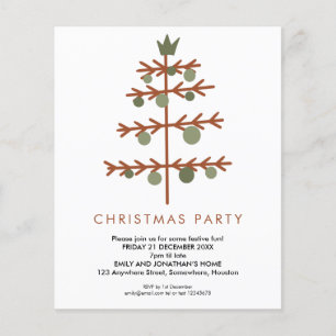 PAPER   Eenvoudige Kerstboom Kerstfeest Uitnodigin Flyer