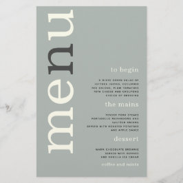 PAPER | Eenvoudige Sage Ivoor Typography Trouwmenu Flyer