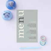 PAPER | Eenvoudige Sage Ivoor Typography Trouwmenu Flyer (Enkel)