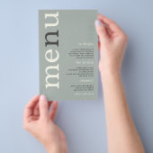 PAPER | Eenvoudige Sage Ivoor Typography Trouwmenu Flyer (Hand)