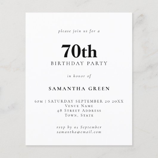 PAPER Eenvoudige tekst Om het even welke kleur 70e Flyer (Voorkant)