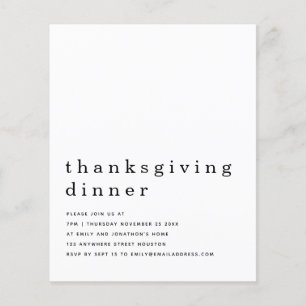 PAPER Eenvoudige tekst Thanksgiving diner uitnod Flyer