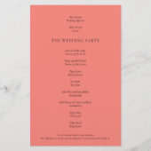 PAPER Elegant Coral Roos Script Wedding Programme Flyer (Achterkant)