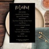PAPER Elegant Gold Script Black Weduwmenu Flyer