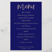 PAPER Elegant Gold Script Navy Blue Wedding Menu (Voorkant)