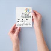 PAPER Elephant Blue Boy Baby shower Dank u wel Flyer (Hand)