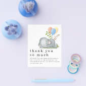 PAPER Elephant Blue Boy Baby shower Dank u wel Flyer (Enkel)