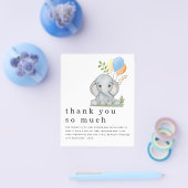 PAPER Elephant Boy Baby shower Blue Dank u Flyer (Enkel)