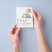 PAPER Elephant Pink Girl Baby shower Dank u wel Flyer (Hand)