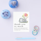 PAPER Elephant Pink Girl Baby shower Dank u wel Flyer (Enkel)