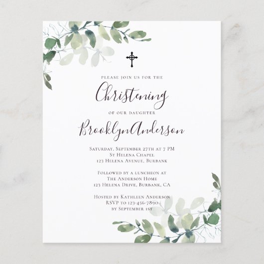 PAPER Eucalyptus Greenery Christening Uitnodiging Flyer (Voorkant)