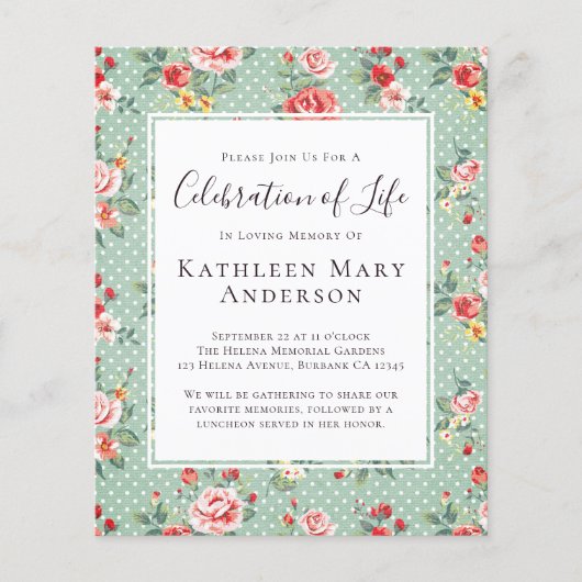 PAPER Floral Celebration of Life Invitation Flyer (Voorkant)