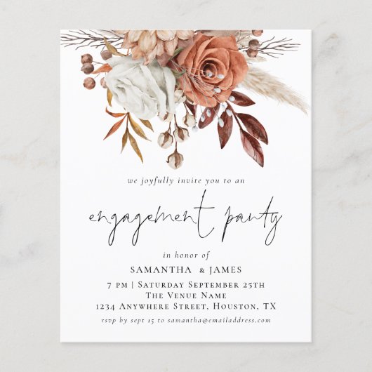 PAPER Florals Terracotta Engagement Party nodigt u Flyer (Voorkant)