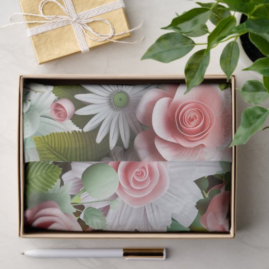 Paper Flowers Pink and Spring Green Tissuepapier (Geschenk)