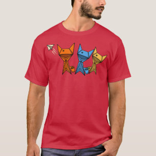 Paper Folding Art Paper Cat Japan Origami T-shirt