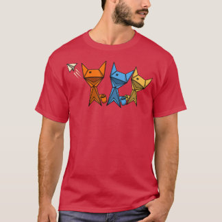 Paper Folding Art Paper Cat Japan Origami T-shirt