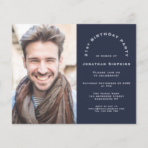 PAPER Foto Man 21st Birthday Party Navy Invite Flyer
