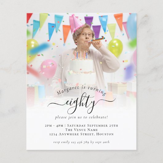 PAPER Fotoscript 80th Birthday Party Invitation Flyer (Voorkant)