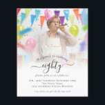 PAPER Fotoscript 80th Birthday Party Invitation Flyer<br><div class="desc">Een voordelig PAPIER (geen kaart) alternatief ZONDER ENVELOPES bij KLEINERE grootte van 4, 5 x 5, 6 inch en tegen een budgetprijs. (Standaard A6-enveloppen zijn het dichtstbijzijnde formaat dat geschikt is). Foto 80th Birthday Party Invitation. Een minimalistisch volledig aanpasbaar ontwerp voor 180 jaar of een verjaardagsfeestje, vervang de foto gewoon...</div>
