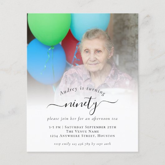 PAPER Fotoscript 90th Birthday Party Invitation Flyer (Voorkant)