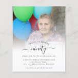 PAPER Fotoscript 90th Birthday Party Invitation Flyer<br><div class="desc">Een voordelig PAPIER (geen kaart) alternatief ZONDER ENVELOPES bij KLEINERE grootte van 4, 5 x 5, 6 inch en tegen een budgetprijs. (Standaard A6-enveloppen zijn het dichtstbijzijnde formaat dat geschikt is). Fotoscript 90th Birthday Party Invitation. Een minimalistisch volledig aanpasbaar ontwerp voor negentigste of om het even welke partij van de...</div>